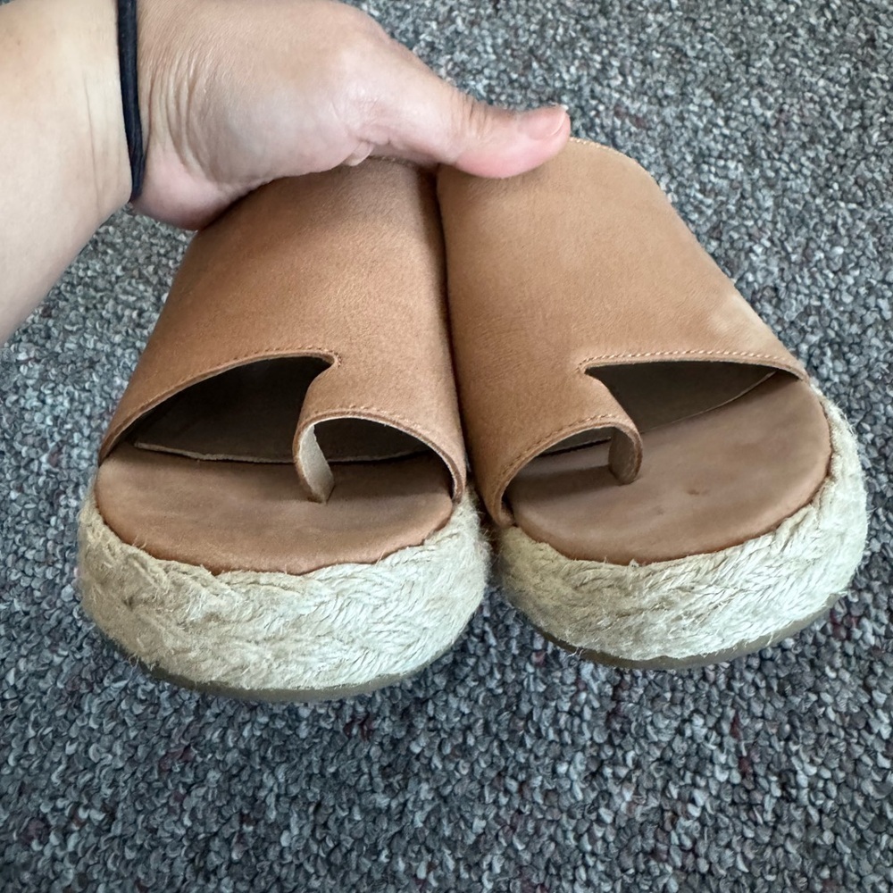 Eileen Fisher Tarry Toe Loop Brown Espadrille Slides Size 6.5 Womens - Picture 8 of 8